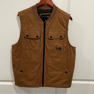 Men's Hurley Brown Quilted Canvas Vest Jacket - Small